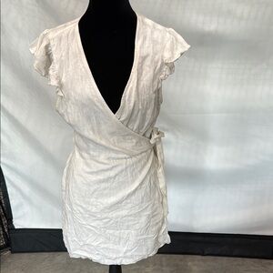 Elegant Cream Wrap Mini Dress